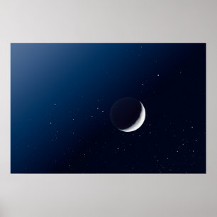 Affiche Crescent Moon et Dark Side Indigo Sky Stars