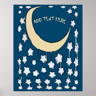 Affiche Crescent Moon & Stars, ajouter textPoster