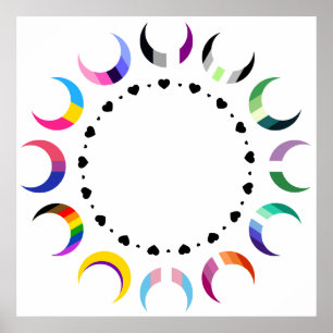 Affiche Crescent Pride Lunes et Coeurs Noirs