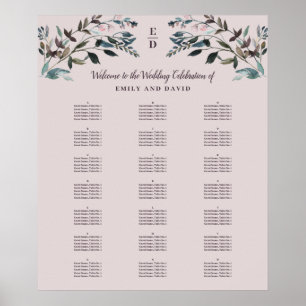 Affiche Crest jardin   Carte de siège alphabétique mauve