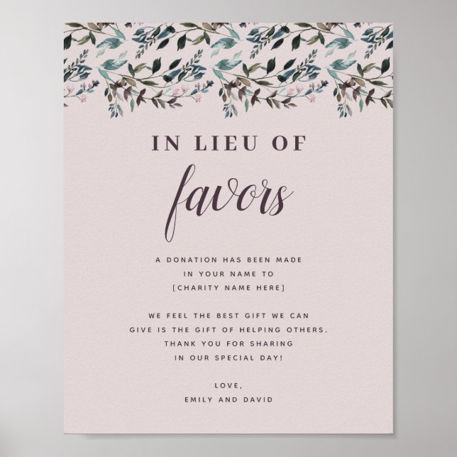 Affiche Crest jardin | Mauve Mariage don de bienfaisance (Devant)