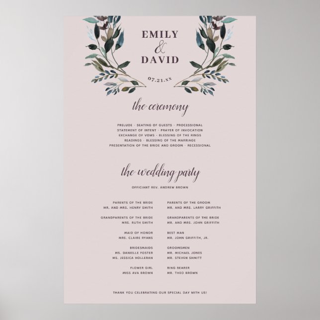 Affiche Crest jardin | Symbole du programme de cérémonie m (Devant)