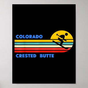 Affiche Crested butte colorado ski skieur ski rétro soleil
