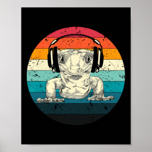 Affiche Crested Gecko Jouer Jeu Vidéo Joueurs Drôle