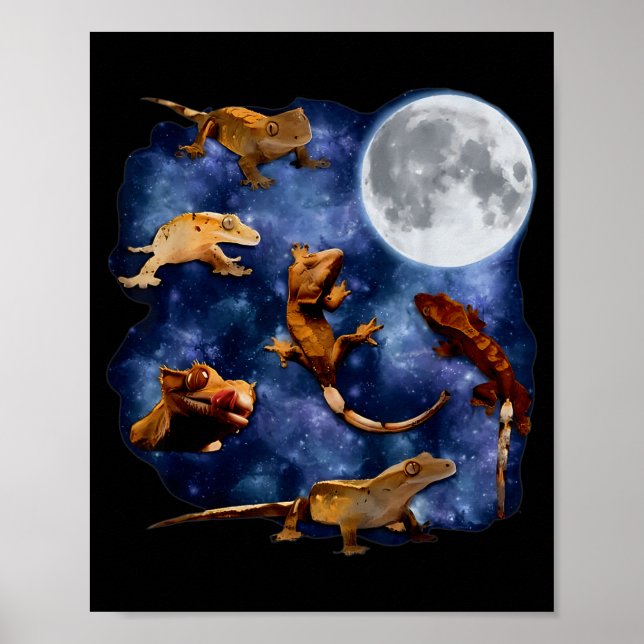 Affiche Crested Gecko Moon Retro Reptile Mom Dad Breeder L (Devant)