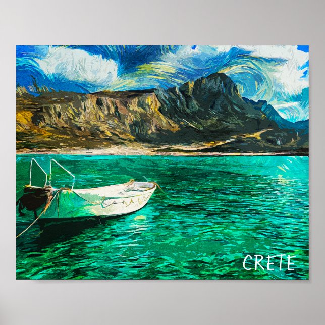 Affiche Crète Grèce Ocean Oil Peinture (Devant)