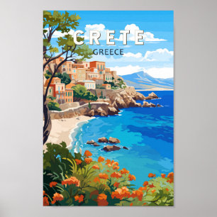 Affiche Crète Grèce Travel Art Vintage