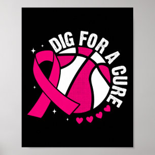 Affiche Creuser pour une guérison Sketll rose sensibilisat
