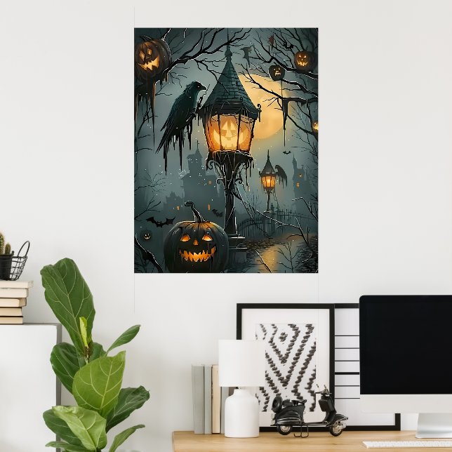 Affiche Creux Hanté – Nuit d'Halloween (Bureau à domicile)
