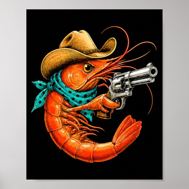 Affiche Crevettes drôles de fruits de mer cajuns  (Devant)