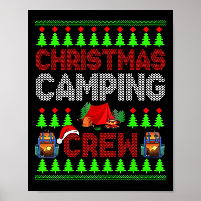 Affiche Crew Camping de Noël Chandail Père Noël Camper Cam (Devant)