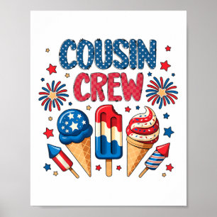 Affiche Crew Cousin 4 juillet Crème glacée Patriotic Kids