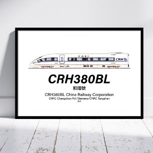 Affiche CRH380BL Train à Grande Vitesse Électrique de Chin