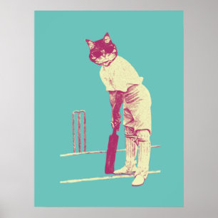 Affiche cricket à chat vintage