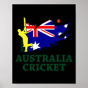 Affiche Cricket Australia Drapeau Australien Union Jack Ét