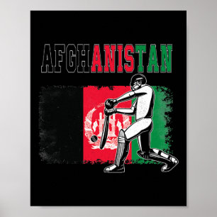Affiche Cricket avec l'équipe du drapeau de l'Afghanistan