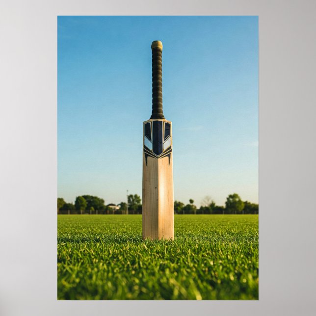 Affiche Cricket Bat Standing on Sunlit Field (Devant)