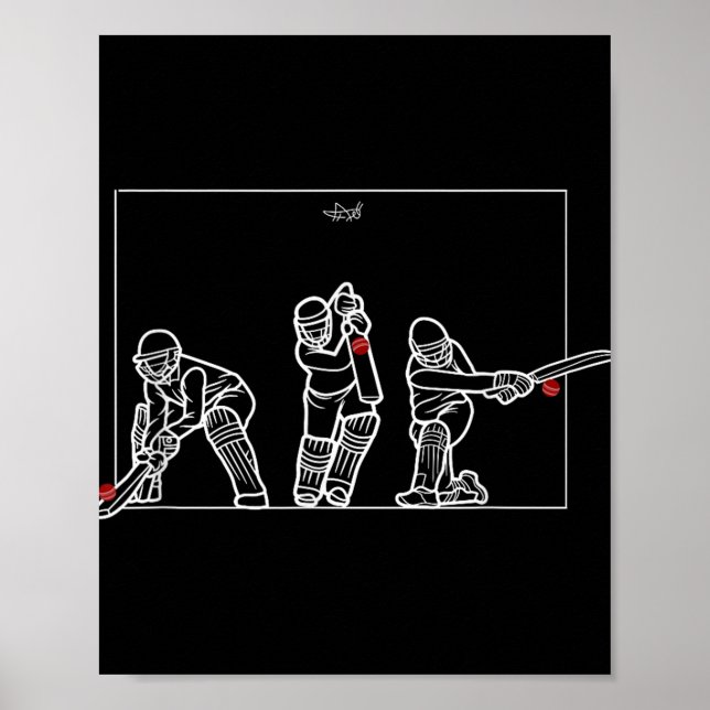 Affiche Cricket Batting Funny Cricket Fan Gift Cricket  (Devant)