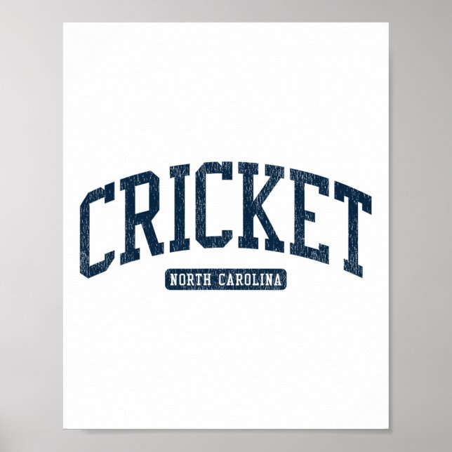Affiche Cricket Caroline du Nord Nc Style Université Collé (Devant)