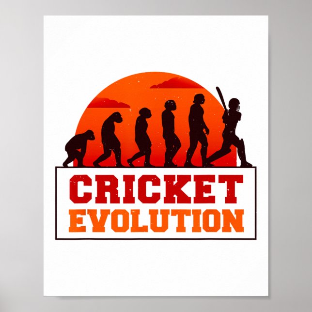 Affiche Cricket Evolutionn Funny Sport Fan Cricketer Novel (Devant)