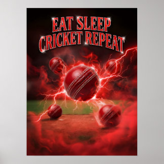 Affiche Cricket Foudre Rouge Répéter