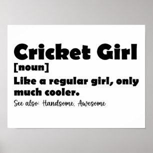 Affiche Cricket Girl Drôle Définition Cricket Lover
