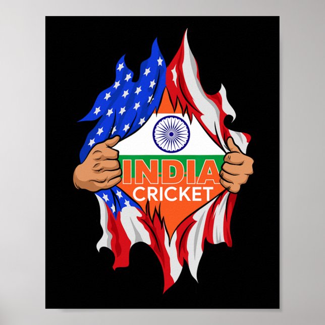 Affiche Cricket Inde Parfait Pour Les Fans de Cricket Indi (Devant)