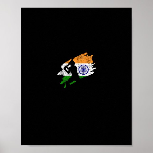 Affiche Cricket India Flag Jersey Vintage Gift  (Devant)