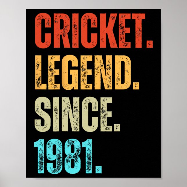 Affiche Cricket Legend Since 1981 Retro Birthday  (Devant)