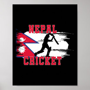 Affiche Cricket Népal Fans de cricket Népal Drapeau Népal
