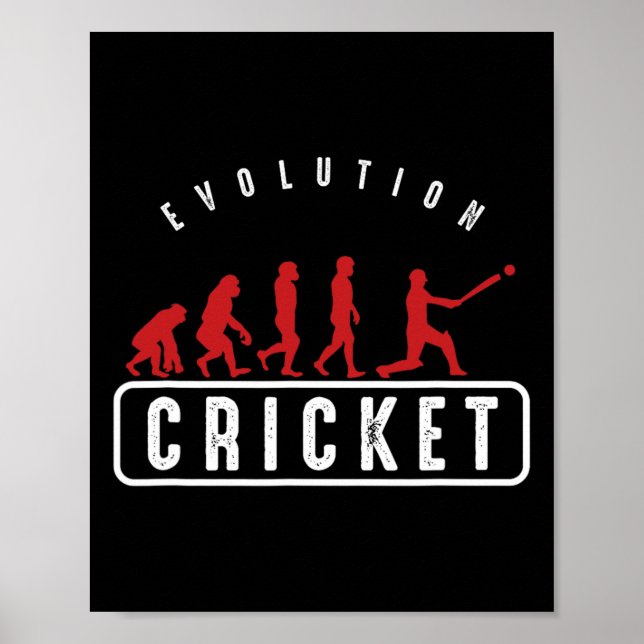 Affiche Cricket Player Athletes Sports Coach Evolution Of  (Devant)