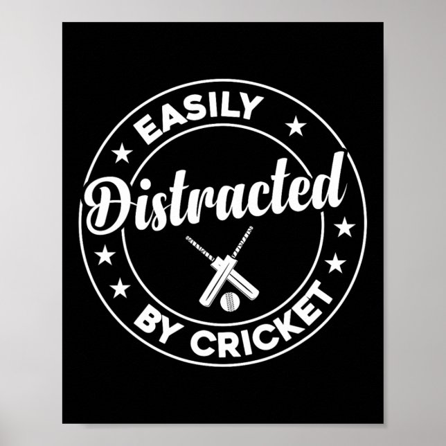 Affiche Cricket Player Cricketing - Easily Distracted By C (Devant)