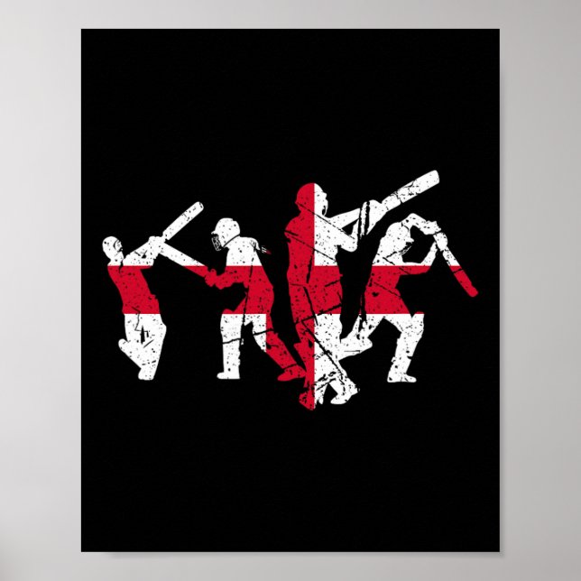 Affiche Cricket Player Distressed  (Devant)