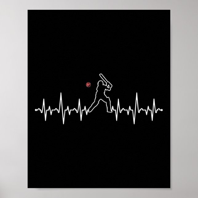 Affiche Cricket Player Heartbeat Cricket Gift  (Devant)