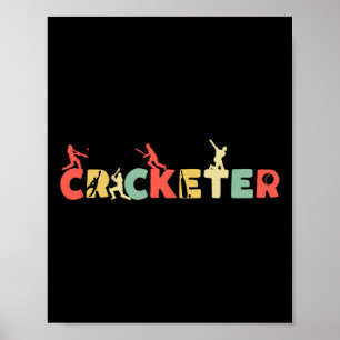 Affiche Cricket Rétro - Joueur Tsman Club Arbitre Vintage