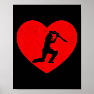 Affiche Cricket Saint-Valentin Cœur Forme Amateurs de Cric