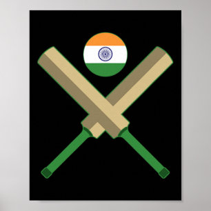 Affiche Cricket T Cricket Ll Drapeau indien Inde Cricket