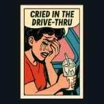 Affiche Crié dans le Drive-Thru - Pop Art Heartbreak<br><div class="desc">Servez-vous du chaos émotionnel avec cette audacieuse impression murale pop art montrant une femme sanglotant dans sa voiture, des stries mascara courant, et un milk-shake renversé à la main. Stylisé dans la mode de la bande dessinée rétro avec l'ombrage mi-teinte et l'expression dramatique, ce portrait capture la beauté brute du...</div>