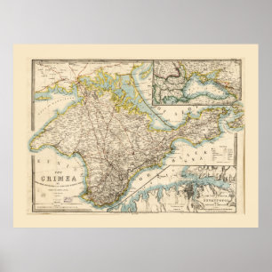 Affiche Crimée (Ukraine) Sébastopol Carte de la région 