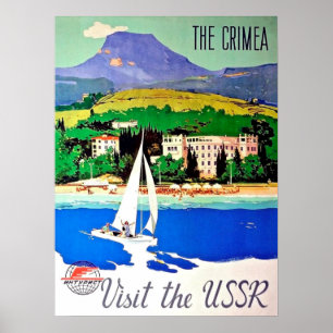 Affiche Crimée, visitez l'URSS, voile, voyage soviétique v