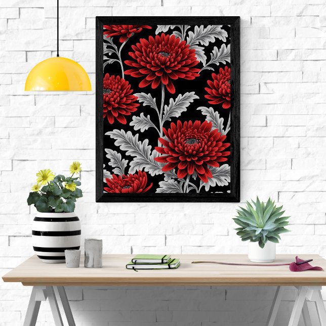 Affiche Crimson Chrysanthemums (Créateur téléchargé)