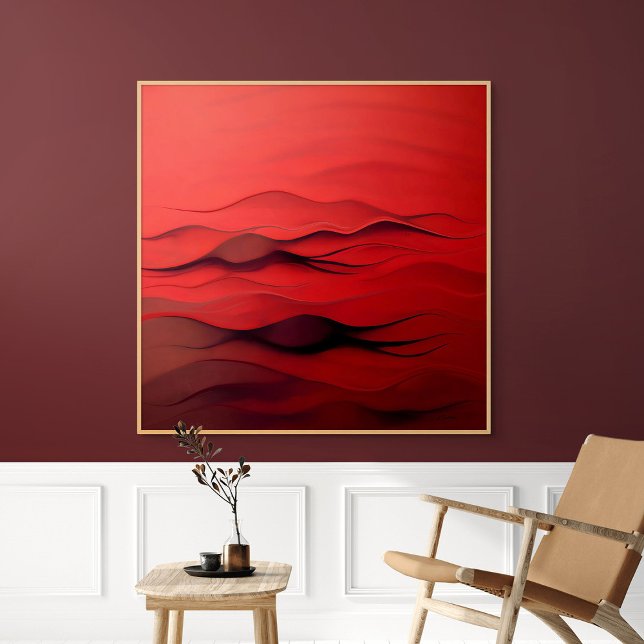 Affiche Crimson Flow – Abstract Red Waves of Motion (Crimson Flow – Abstract Red Waves)