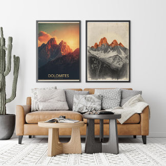 Affiche Crimson Peaks – Voyages Dolomites Vintage 