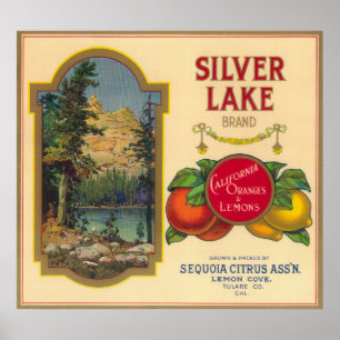 Affiche Crique orange de LabelLemon de lac argenté, CA