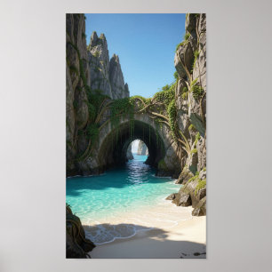 Affiche Crique secrète avec eau turquoise