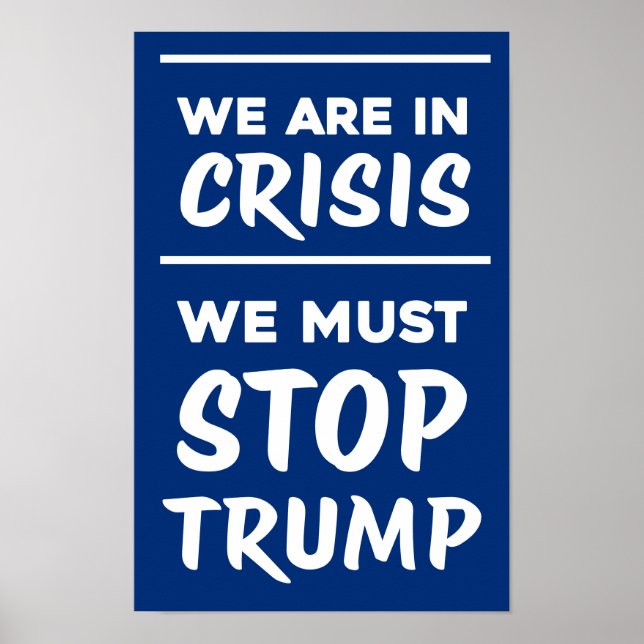Affiche CRISIS Anti-Trump | Bleu | Manifestation (Devant)