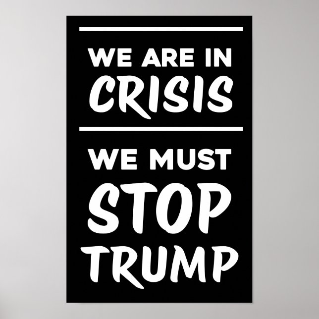 Affiche CRISIS Anti-Trump | Noir | Manifestation (Devant)