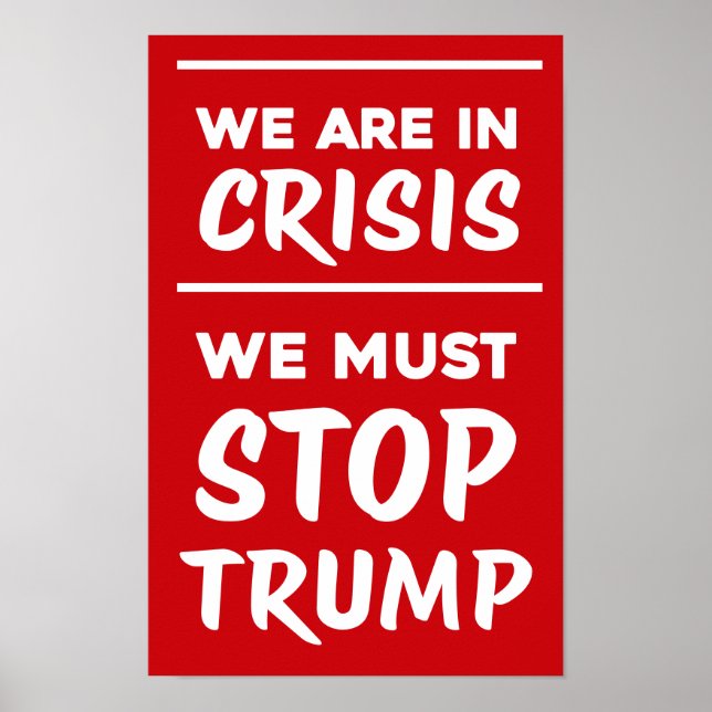 Affiche CRISIS Anti-Trump | Rouge | Manifestation (Devant)