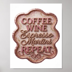 Affiche Crisp Gold CAFÉ VIN ESPRESSO MARTINI RÉPÉTER