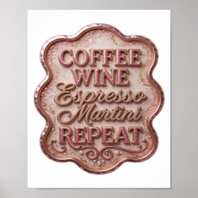 Affiche Crisp Gold CAFÉ VIN ESPRESSO MARTINI RÉPÉTER (Devant)